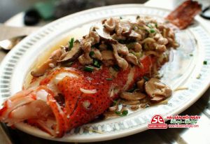 cá mú đỏ hấp nấm